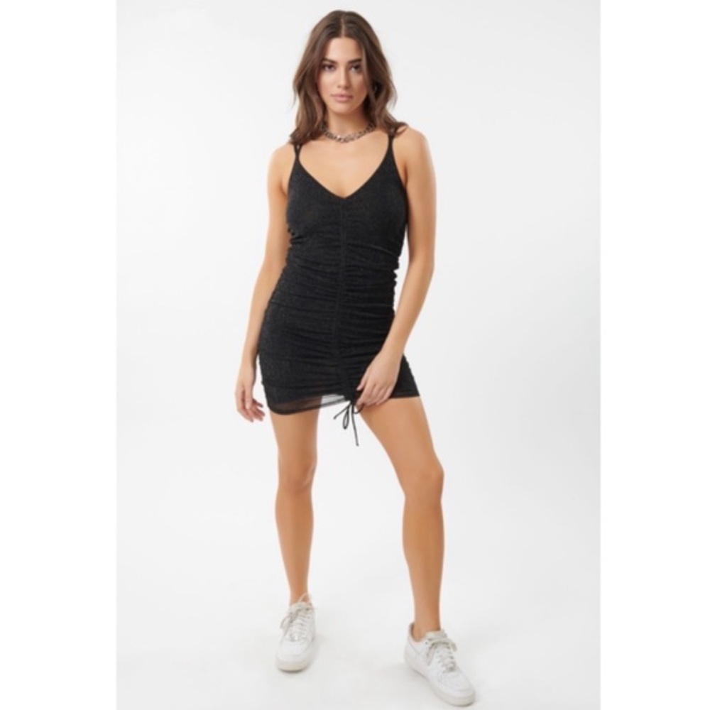 NWT Garage Robe Ruched Sparkle Mesh Dress - Picture 2 of 5